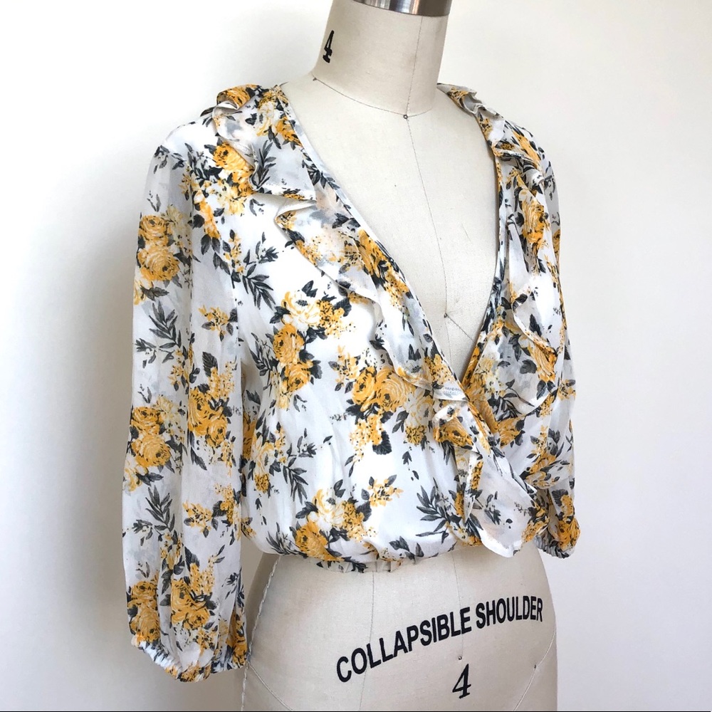 NWT Yellow Floral Blouse
